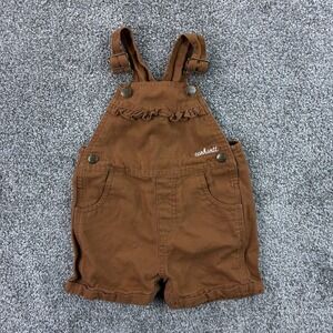 Carhartt Baby Overalls Youth 18M Brown Snap Bib Pocket Workwear Shorts